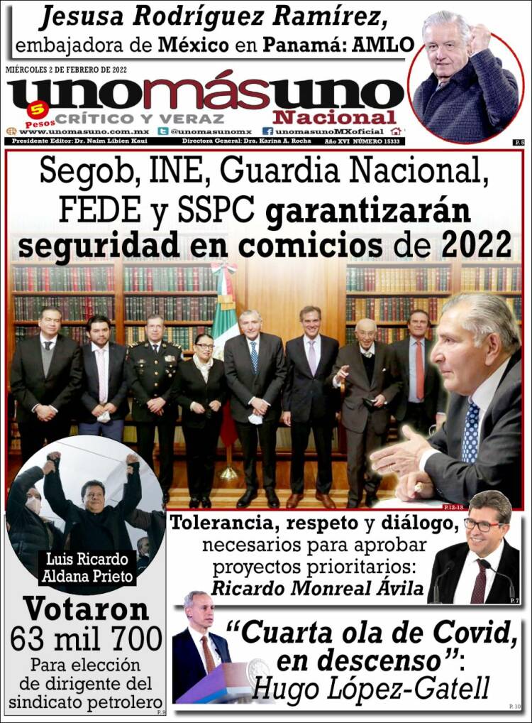Portada de unomásuno (M&eacute;xico)