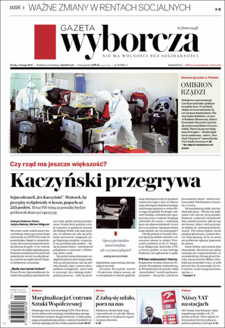 Portada de Gazeta Wyborcza (Polonia)