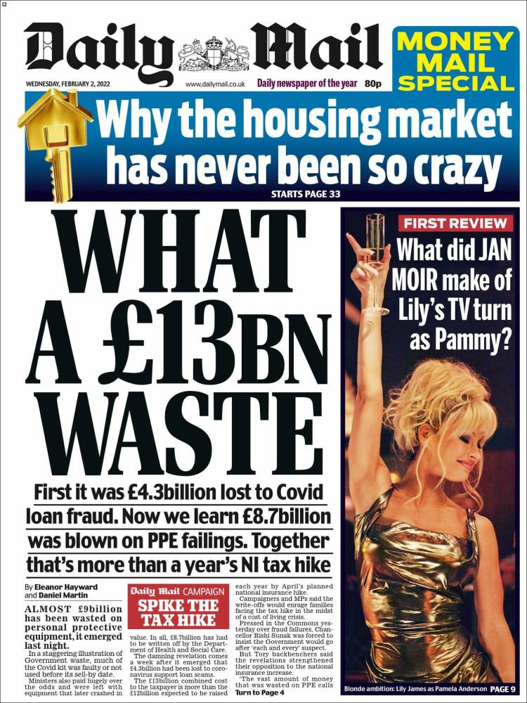 Portada de Daily Mail (Reino Unido)