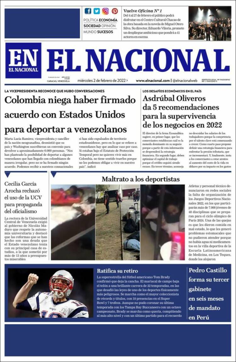 Portada de El Nacional (Venezuela)