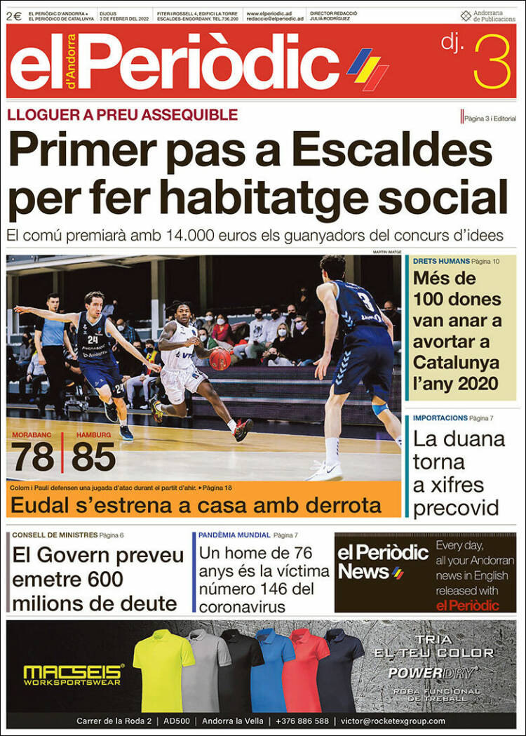 Portada de El Periòdic d'Andorra (Andorra)