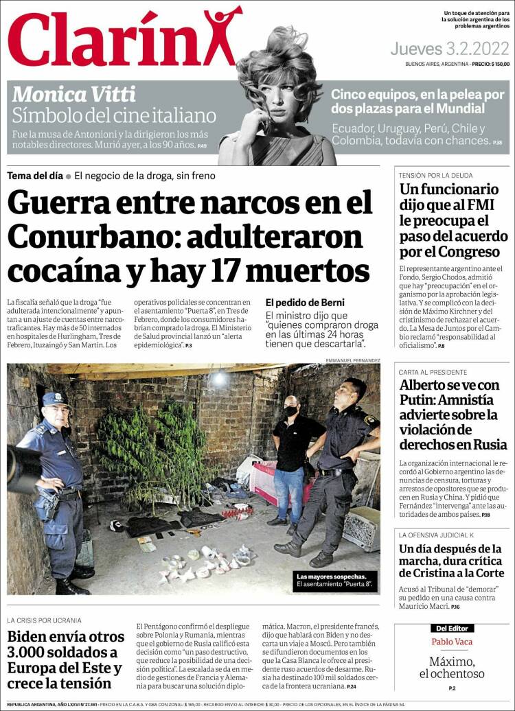Portada de Clarín (Argentina)