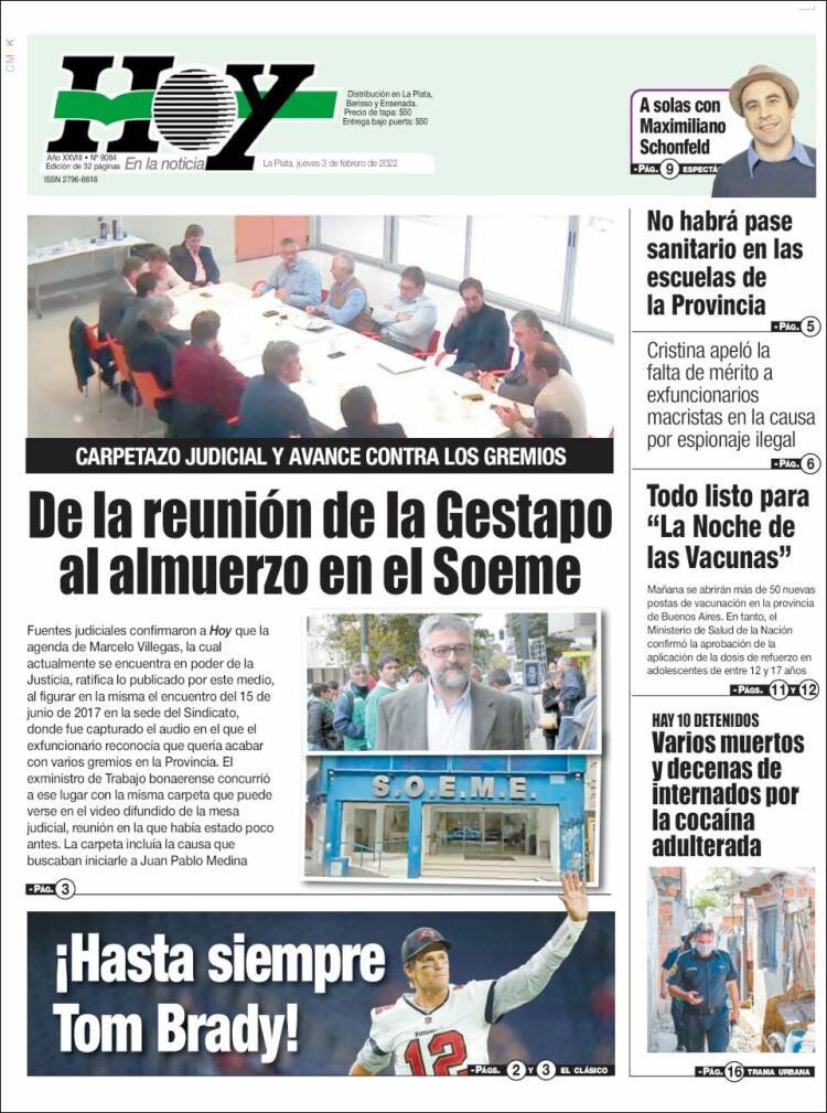 Portada de Diario Hoy (Argentina)