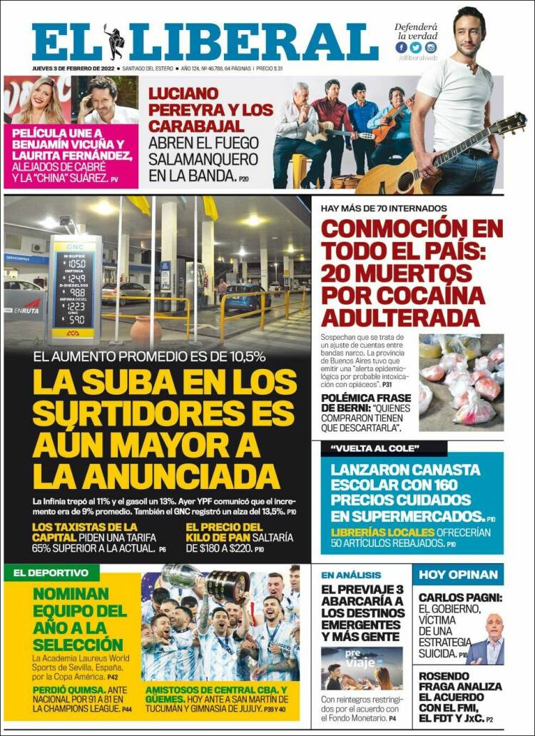 Portada de Diario El Liberal (Argentina)