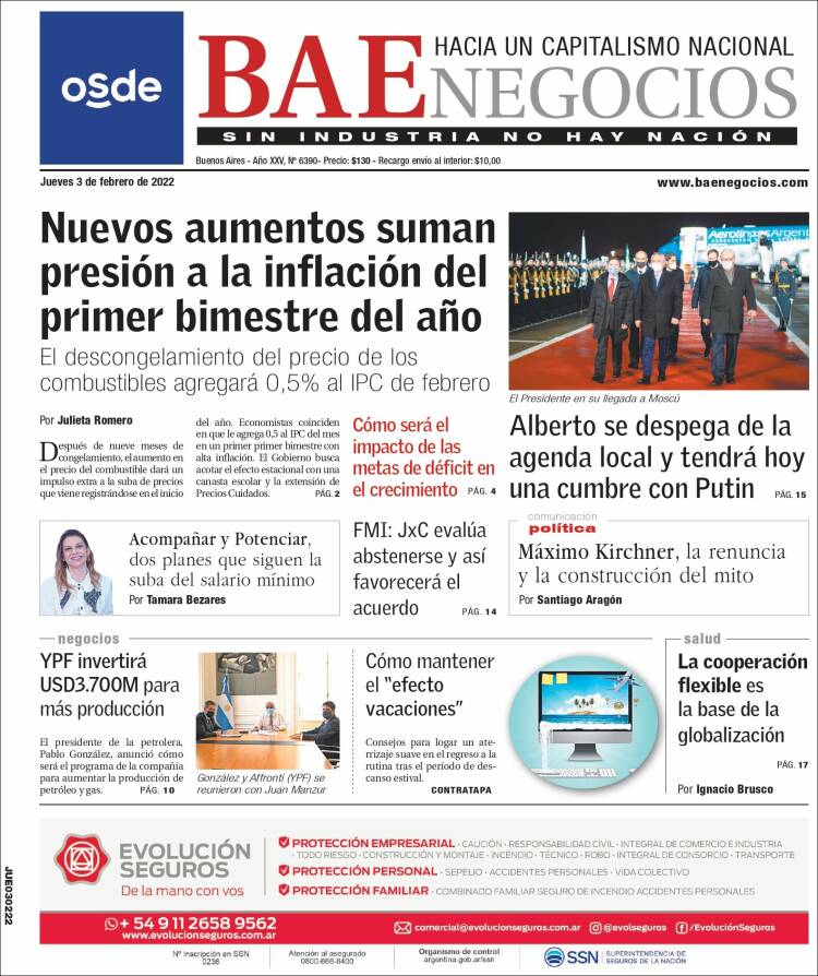 Portada de Buenos Aires Económico (Argentina)