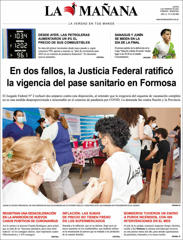 Portada de Diario La Mañana (Argentina)