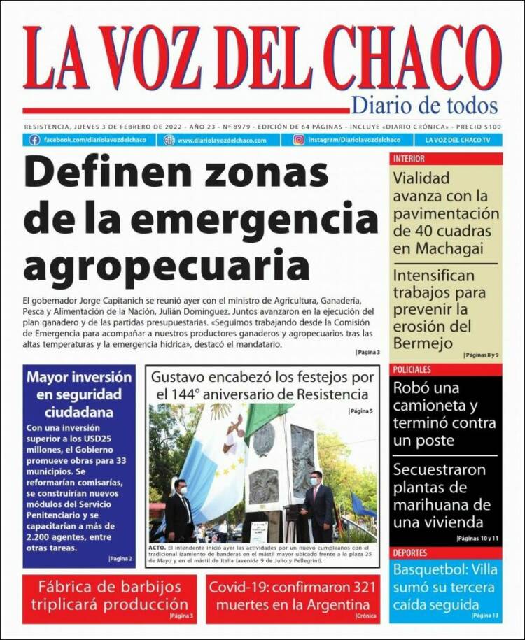Portada de La Voz del Chaco (Argentina)