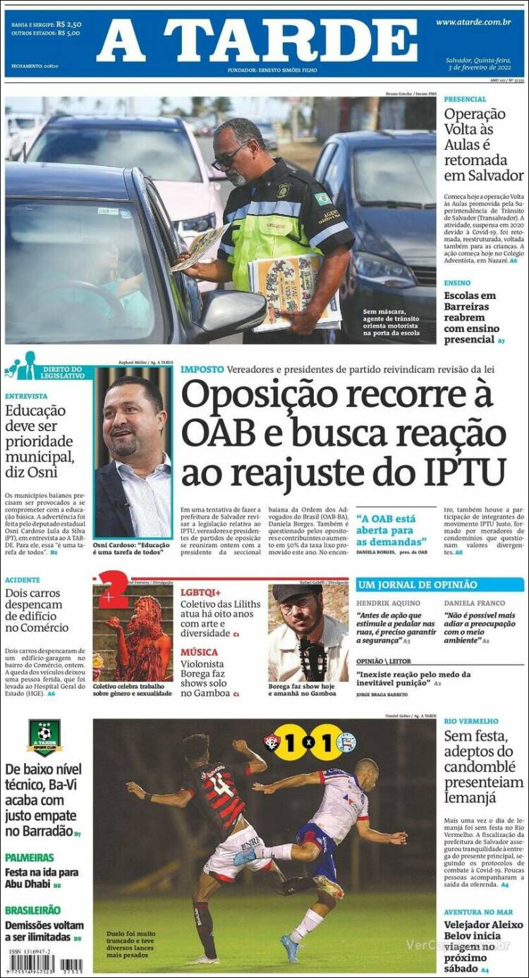 Portada de Diário A Tarde (Brasil)