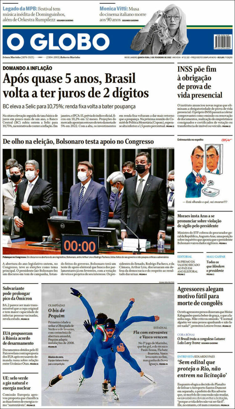 Portada de O Globo (Brasil)