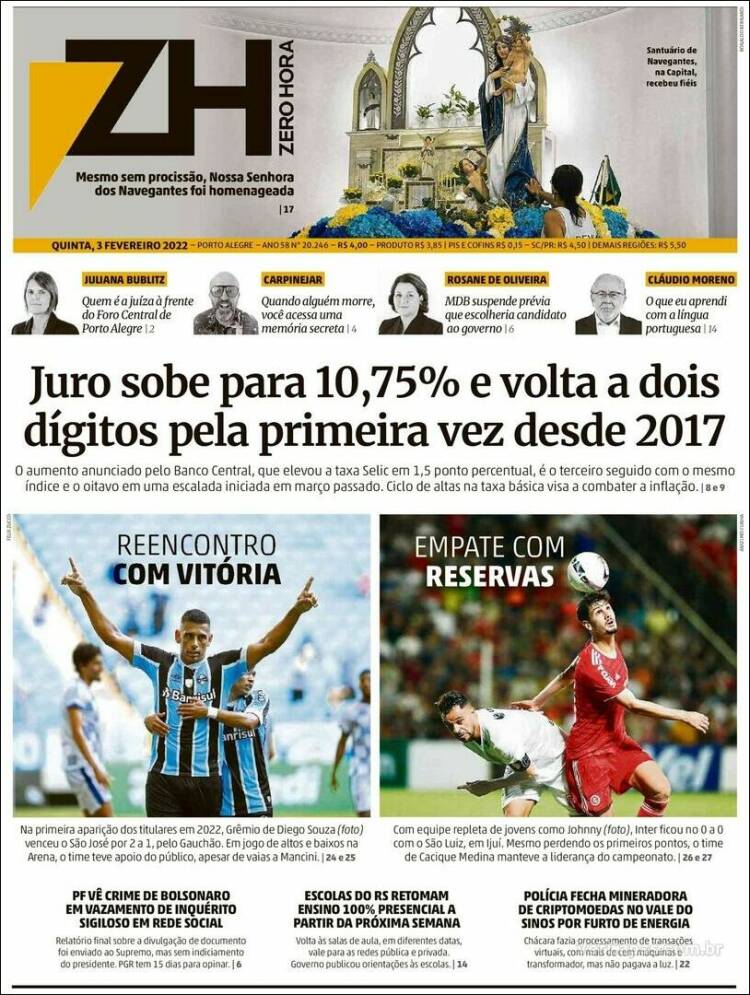 Portada de Zero Hora (Brasil)