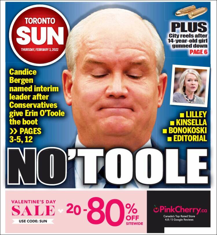 Portada de The Toronto Sun (Canada)