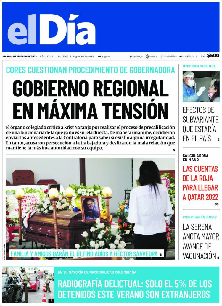 Portada de El Día (Chile)