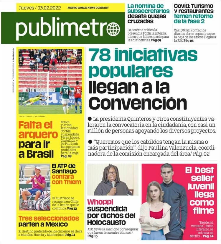 Portada de Publimetro (Chile)