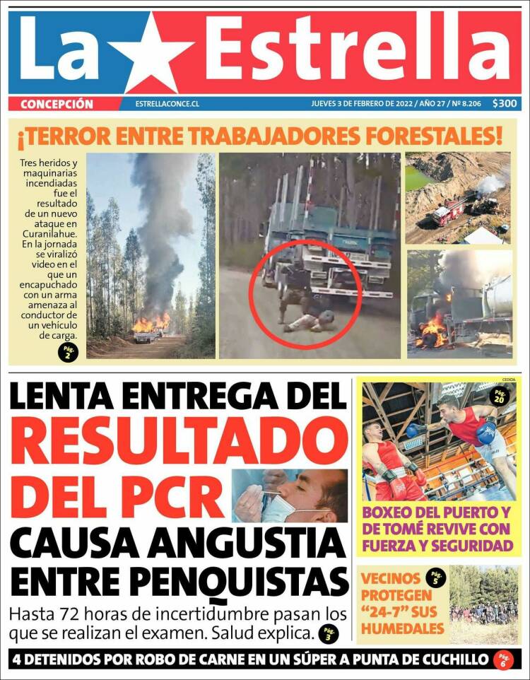 Portada de La Estrella de Concepción (Chile)