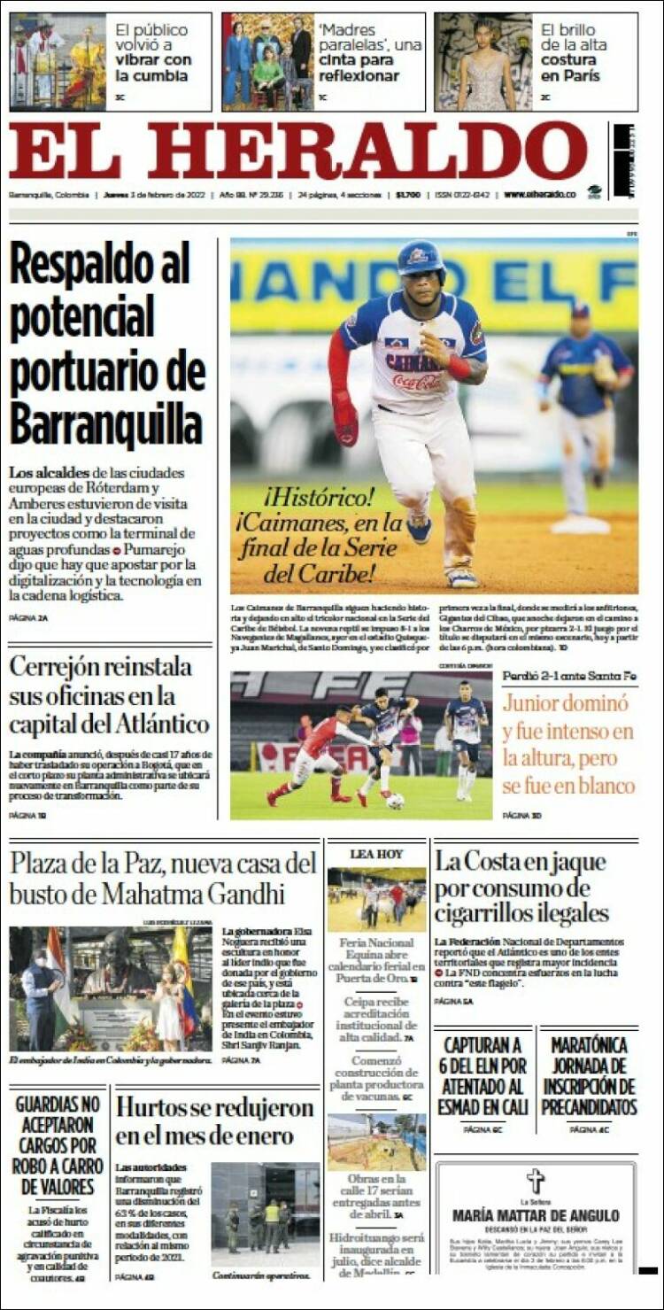 Portada de El Heraldo (Colombia)