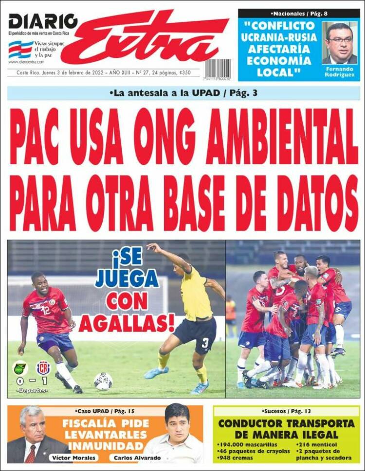 Portada de Diario Extra (Costa Rica)