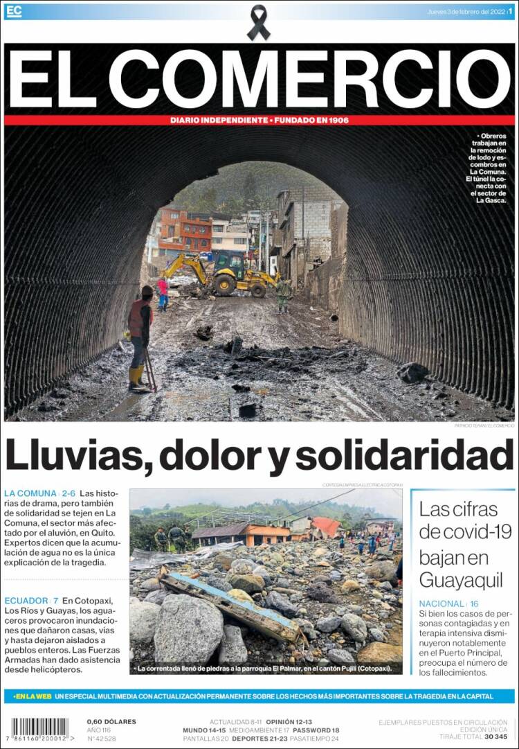 Portada de El Comercio (Ecuador)