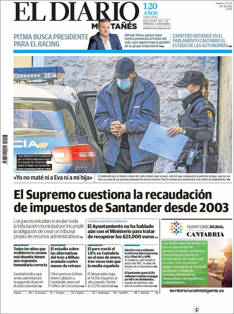 Portada de El Diario Montañés (Espa&ntilde;a)