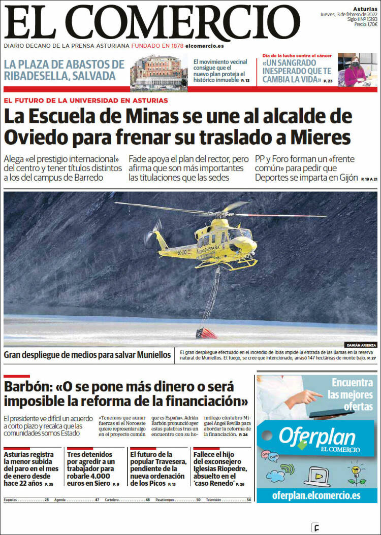 Portada de El Comercio (Espa&ntilde;a)