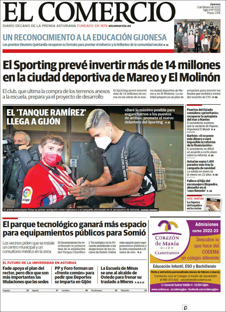 Portada de El Comercio - Gijón (Espa&ntilde;a)