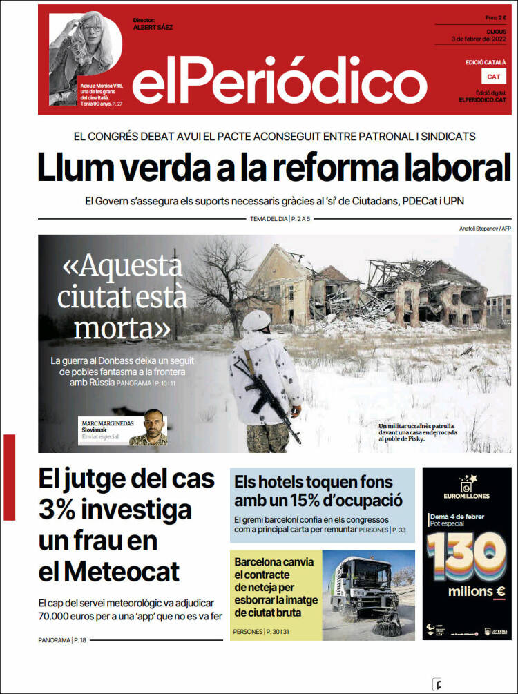 Portada de El Periódico de Catalunya (Espa&ntilde;a)