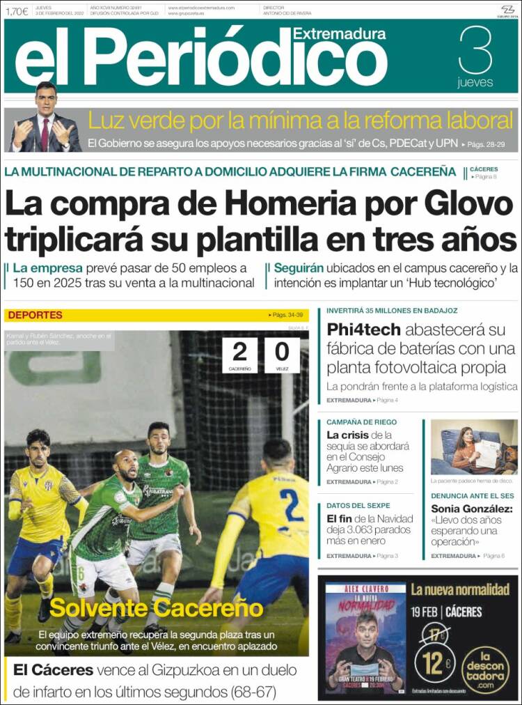 Portada de El Periódico de Extremadura (Espa&ntilde;a)