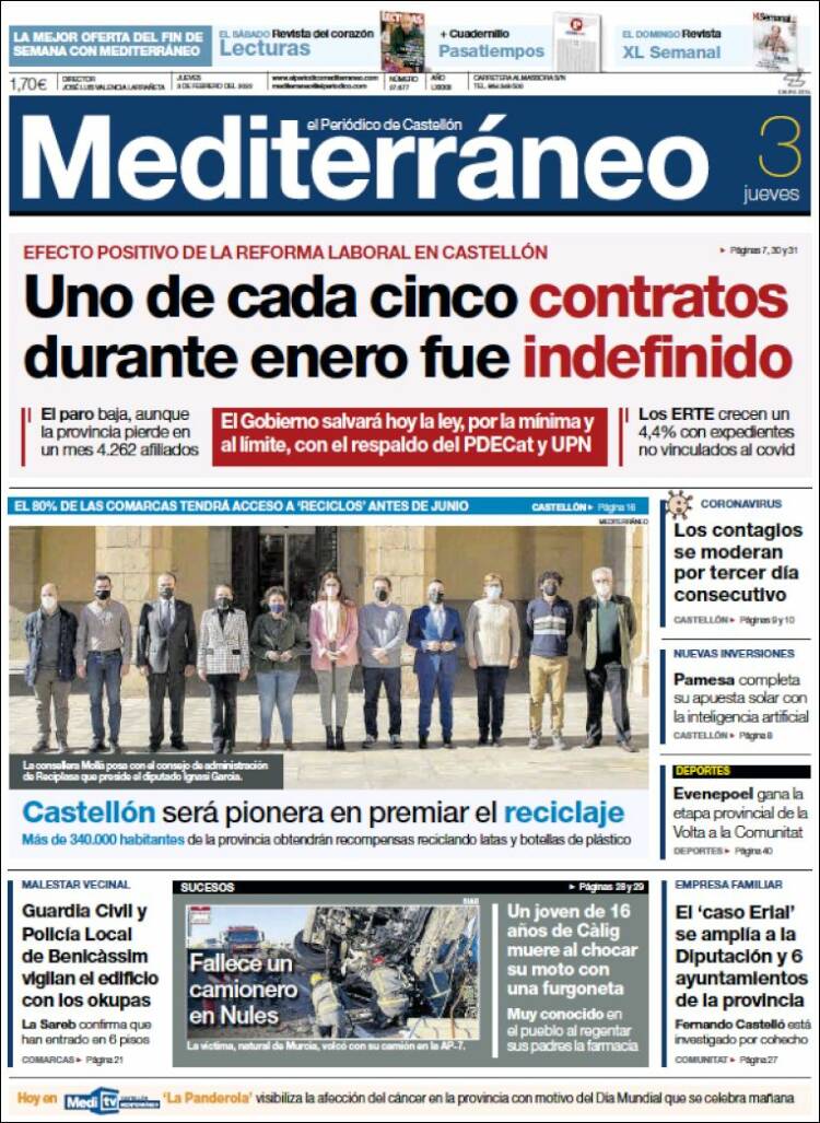 Portada de El Periódico Mediterraneo (Espa&ntilde;a)