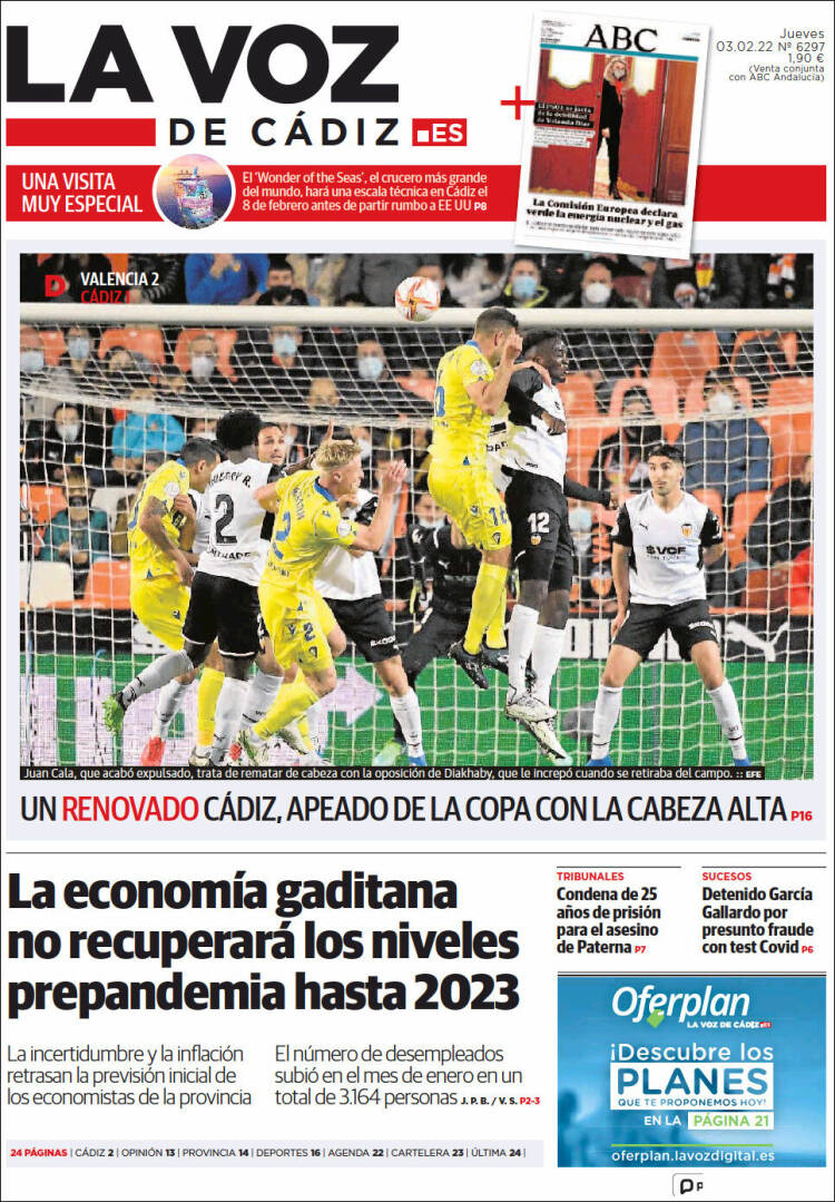 Portada de La Voz de Cádiz (Espa&ntilde;a)