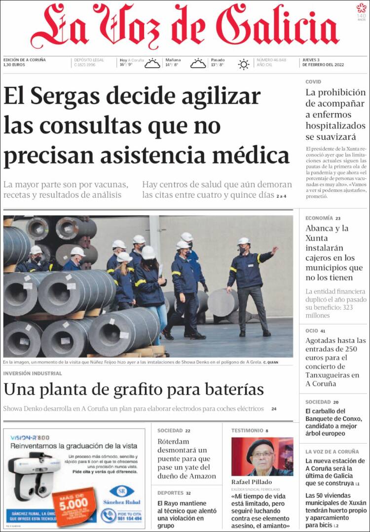 Portada de La Voz de Galicia (Espa&ntilde;a)