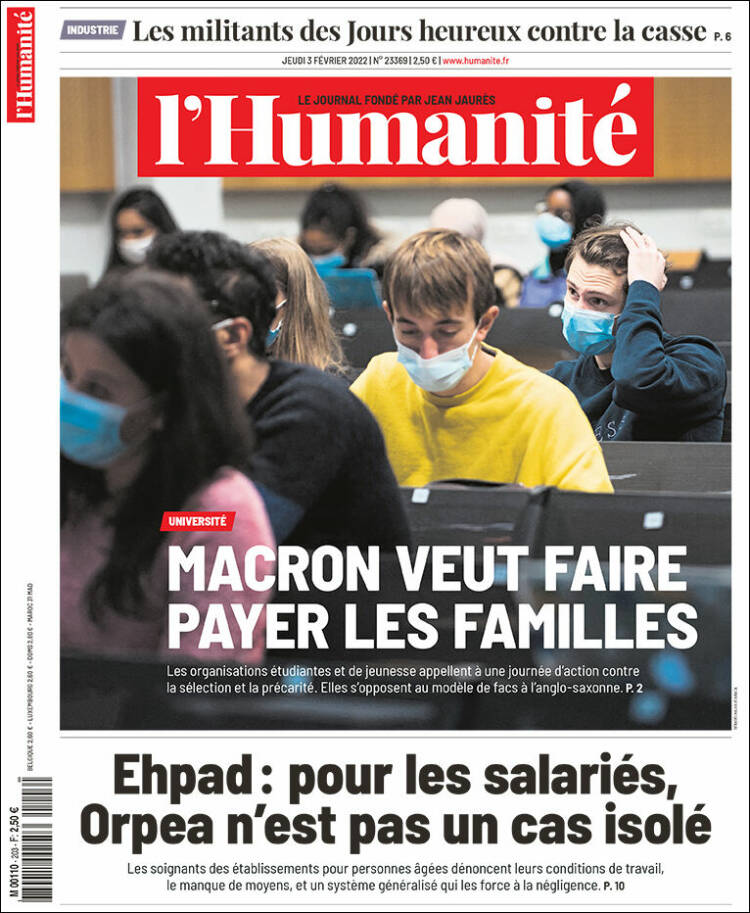 Portada de l'Humanite (Francia)