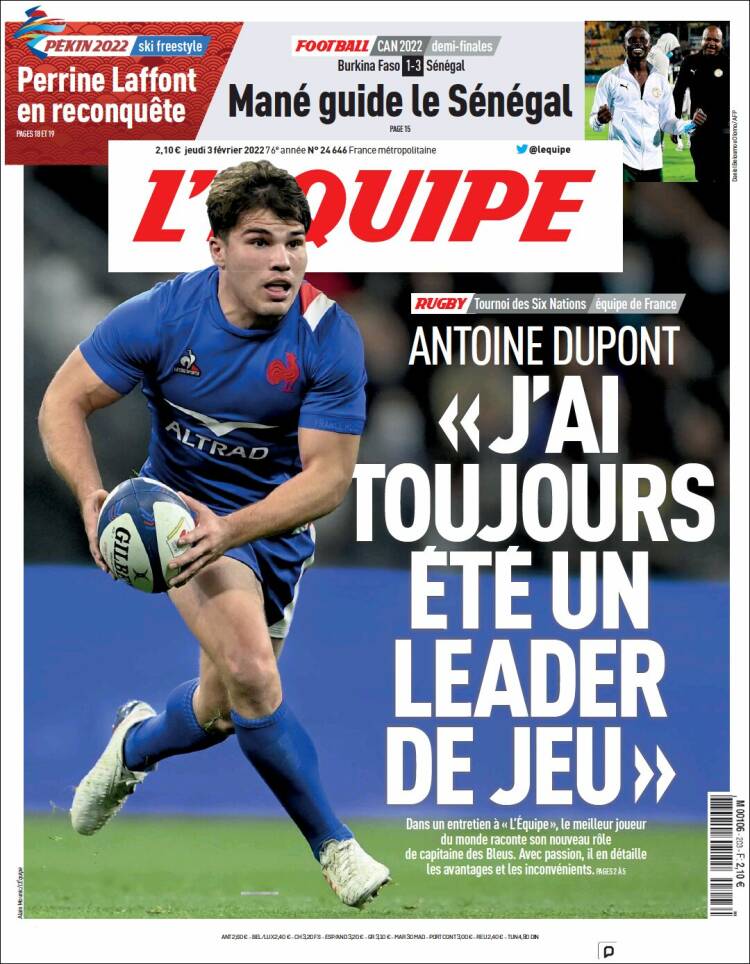 Portada de L'Equipe (Francia)