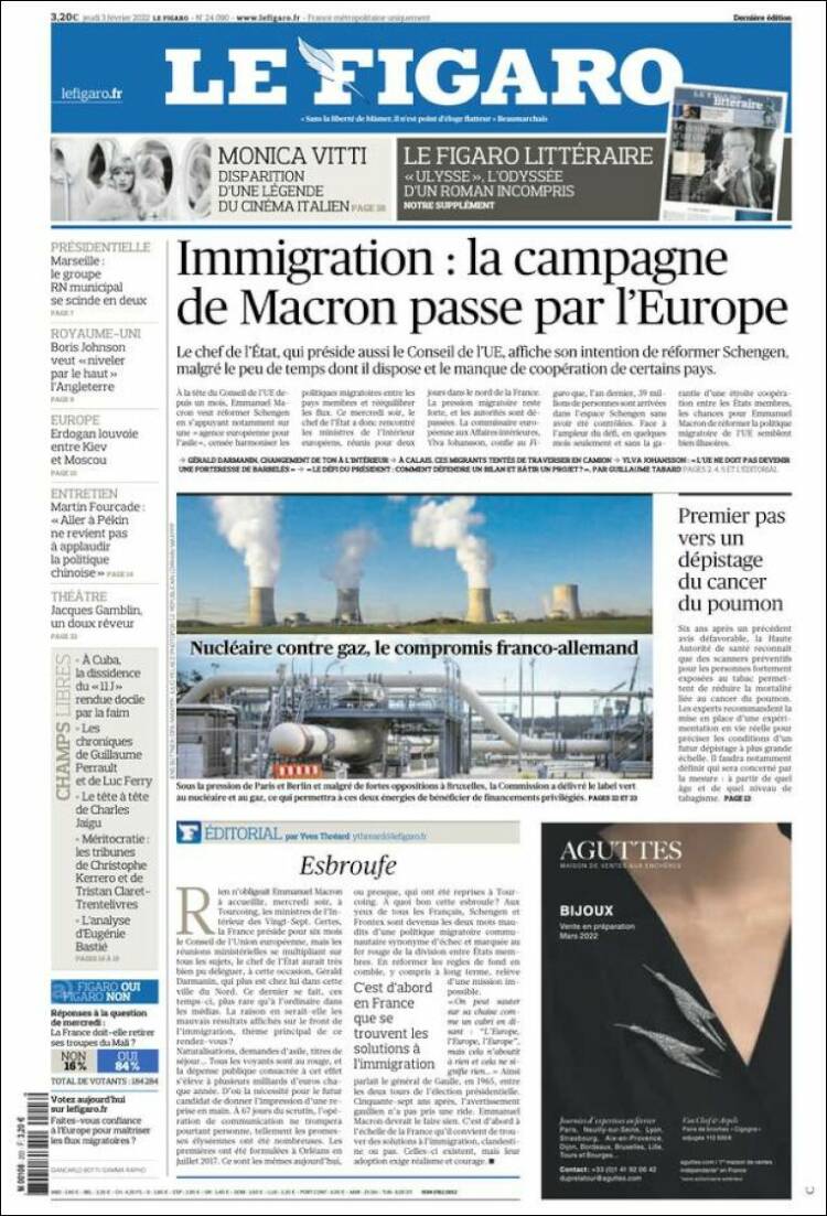 Portada de Le Figaro (Francia)