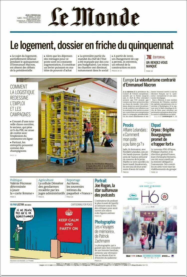 Portada de Le Monde (Francia)