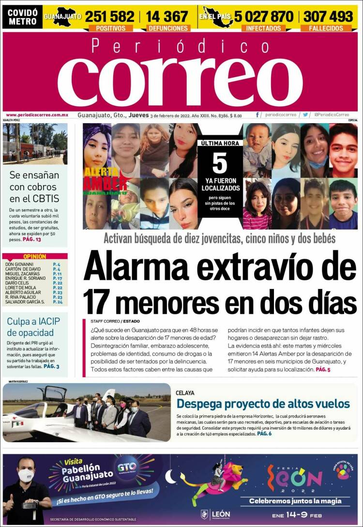 Portada de Correo - El diario del Estado de Guanajuato (Mexico)