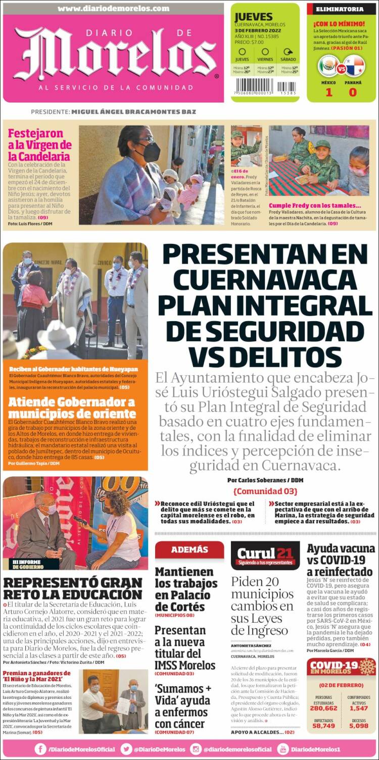 Portada de Diario de Morelos (Mexico)