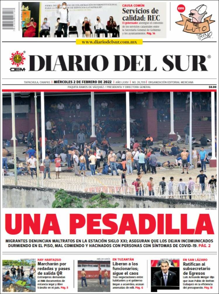 Portada de El Diario del Sur (Mexico)