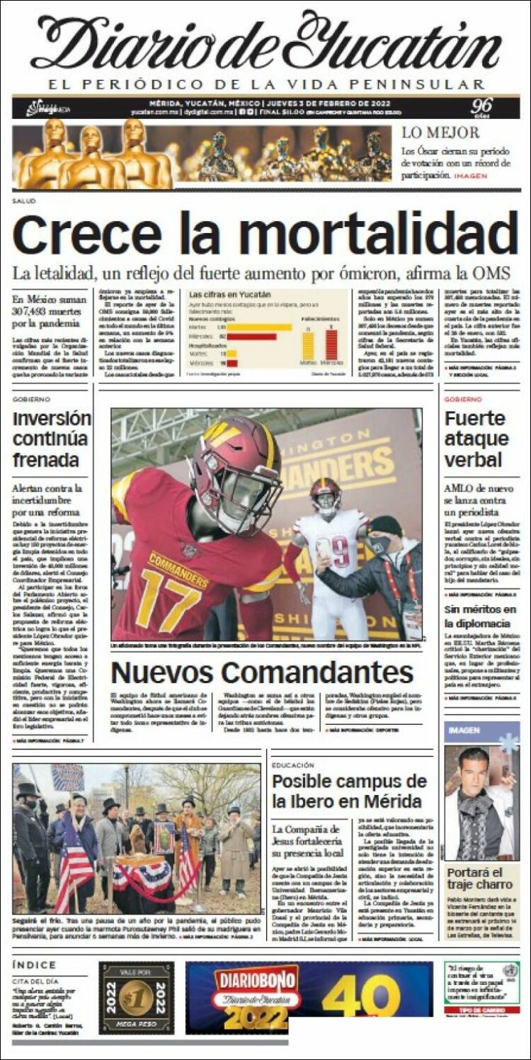 Portada de Diario de Yucatán (Mexico)