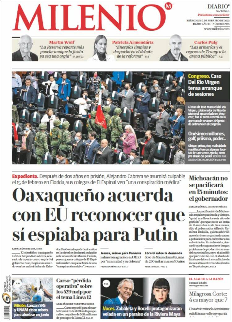 Portada de Milenio (Mexico)