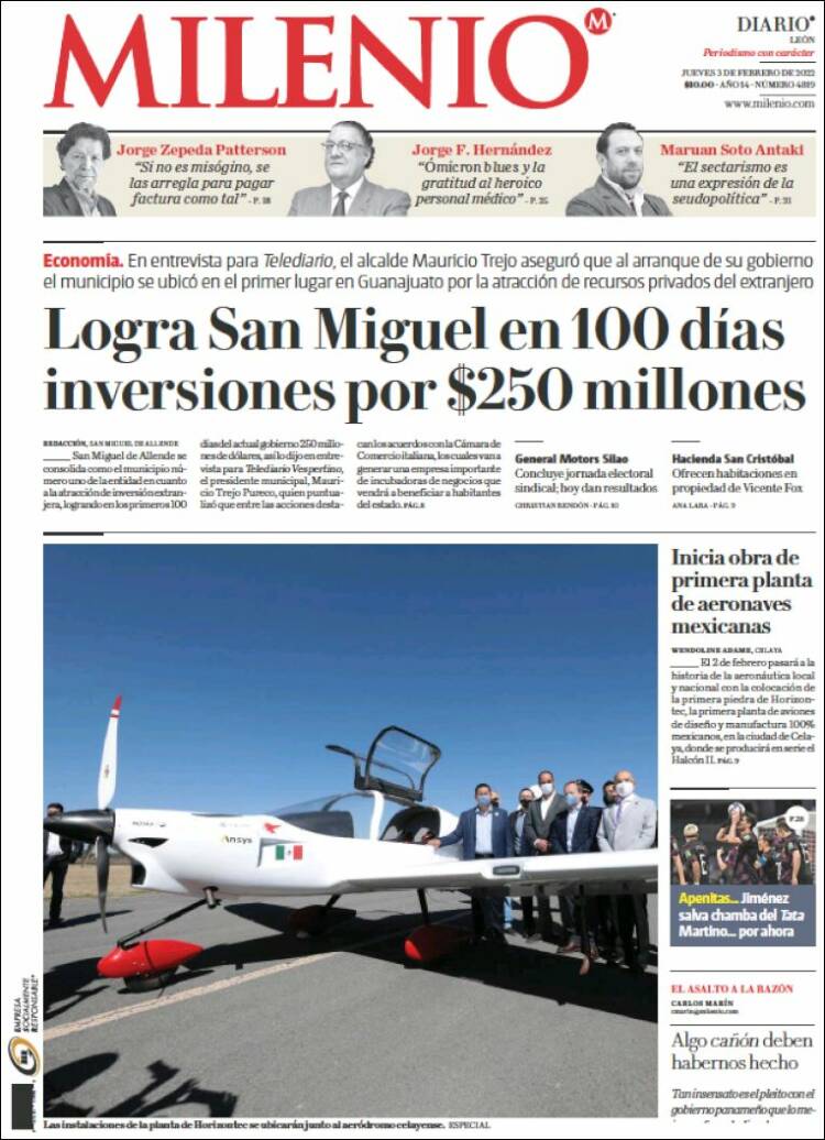 Portada de Milenio de León (Mexico)