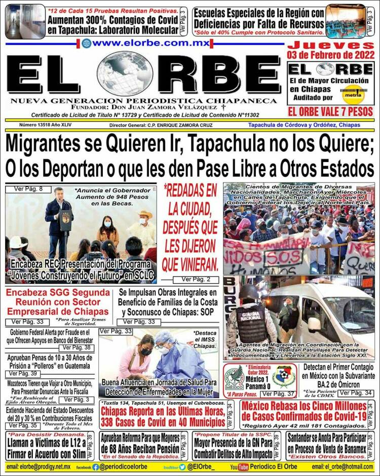 Portada de El Orbe (Mexico)