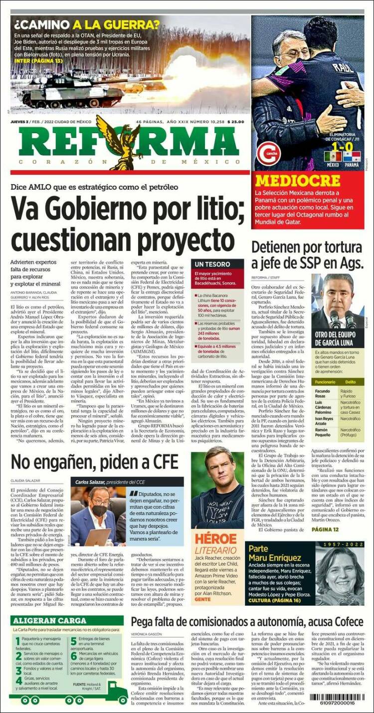 Portada de Reforma (Mexico)