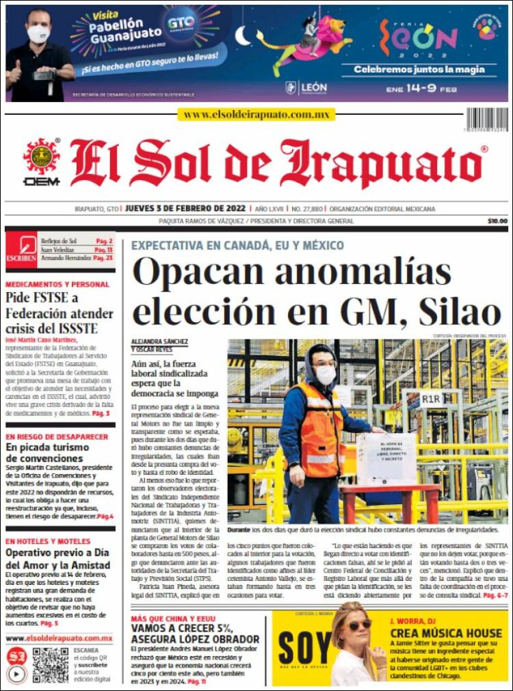 Portada de El Sol de Irapuato (Mexico)