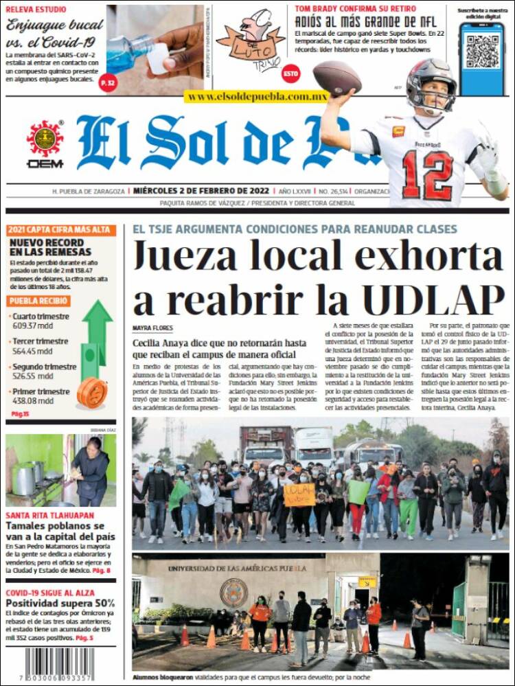 Portada de El Sol de Puebla (Mexico)