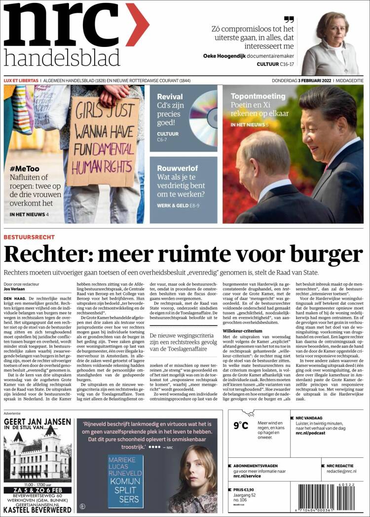 Portada de NRC Handelsblad (Pa&iacute;ses Bajos)