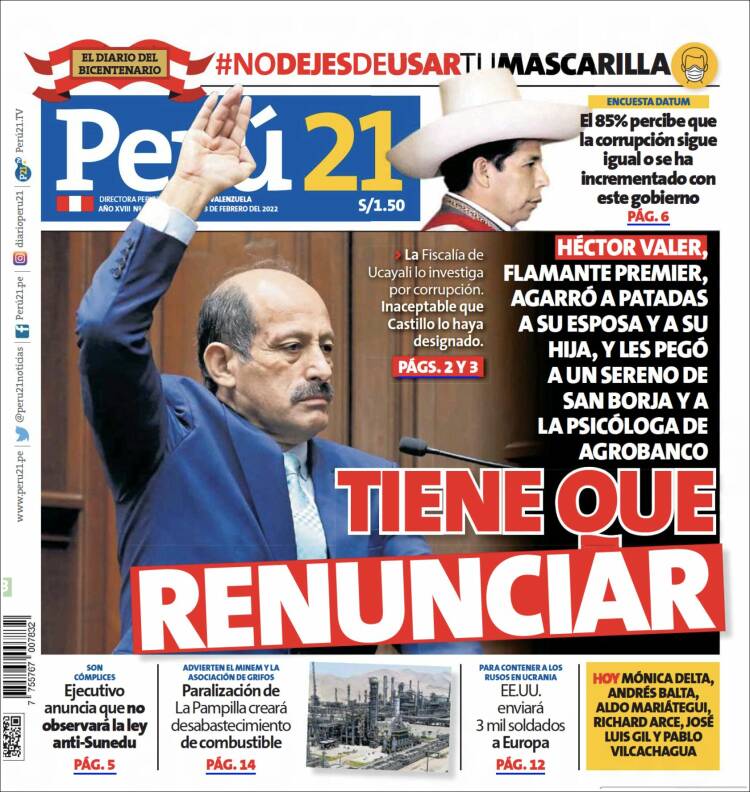 Portada de Perú 21 (Per&uacute;)