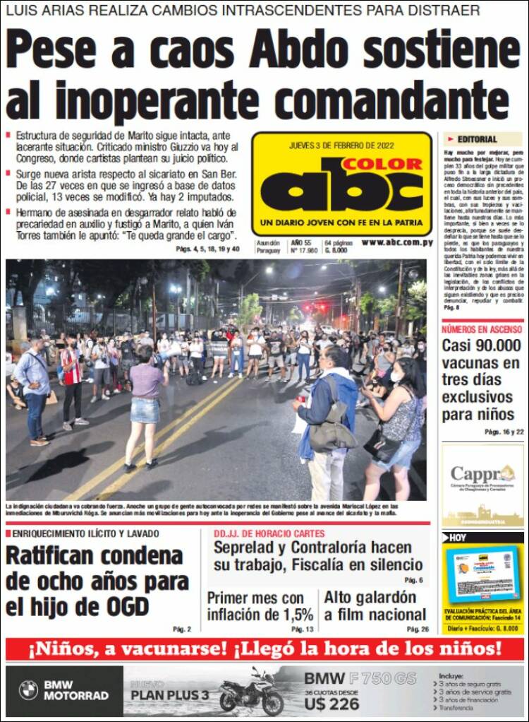 Portada de ABC Color (Paraguay)