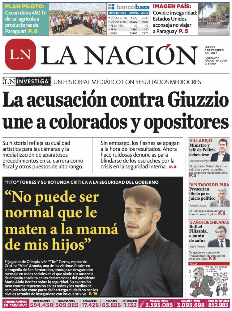 Portada de La Nación (Paraguay)