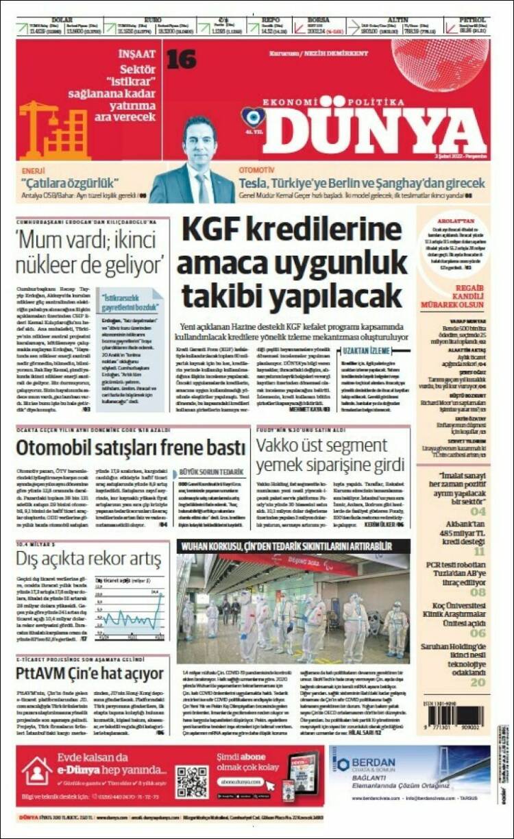 Portada de Dünya (Turqu&iacute;a)