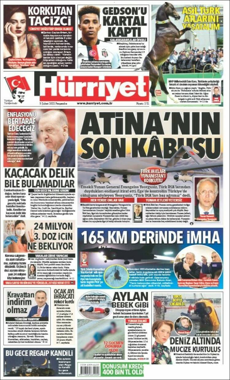 Portada de Hürriyet (Turqu&iacute;a)