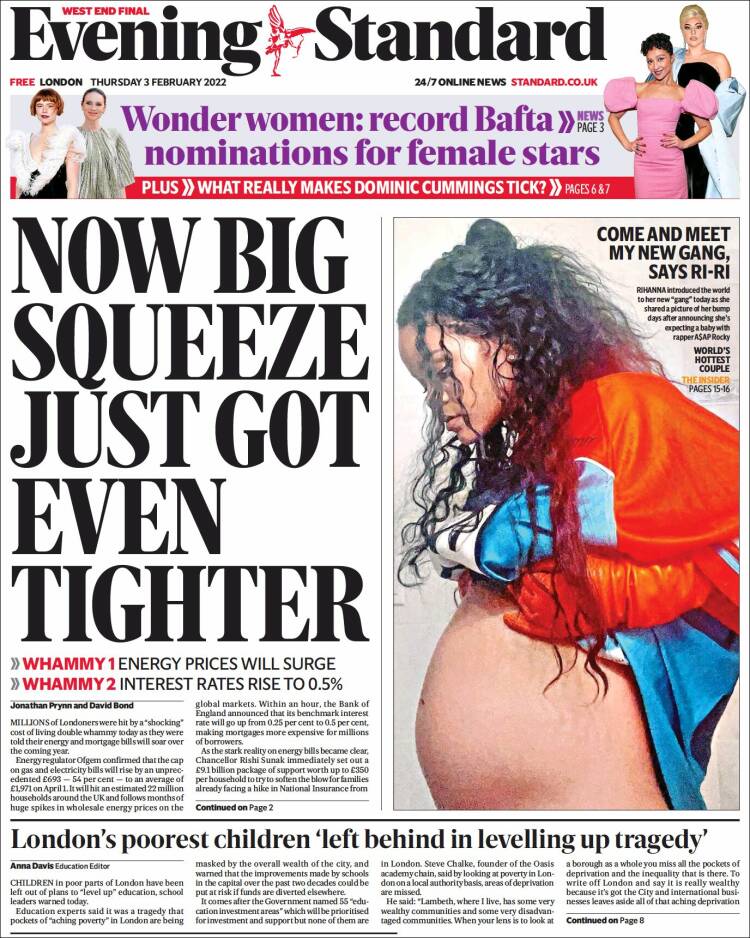 Portada de Evening Standard (Reino Unido)